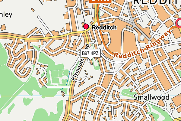 B97 4PZ map - OS VectorMap District (Ordnance Survey)