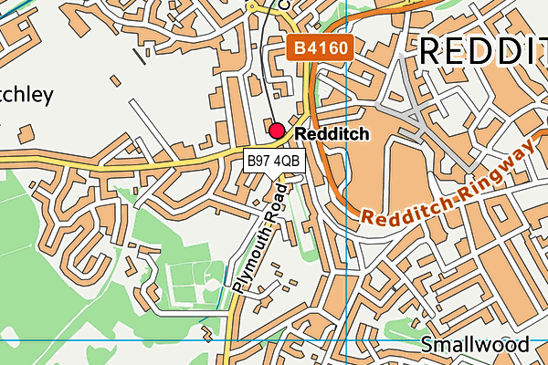 B97 4QB map - OS VectorMap District (Ordnance Survey)