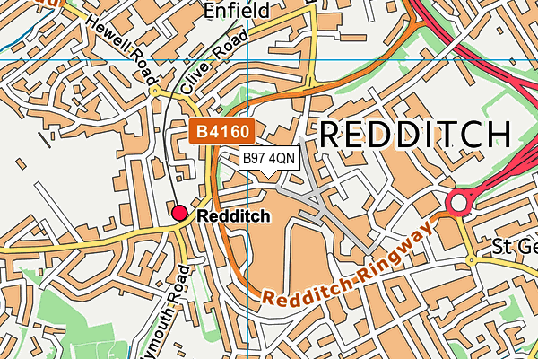 B97 4QN map - OS VectorMap District (Ordnance Survey)