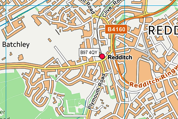 B97 4QY map - OS VectorMap District (Ordnance Survey)