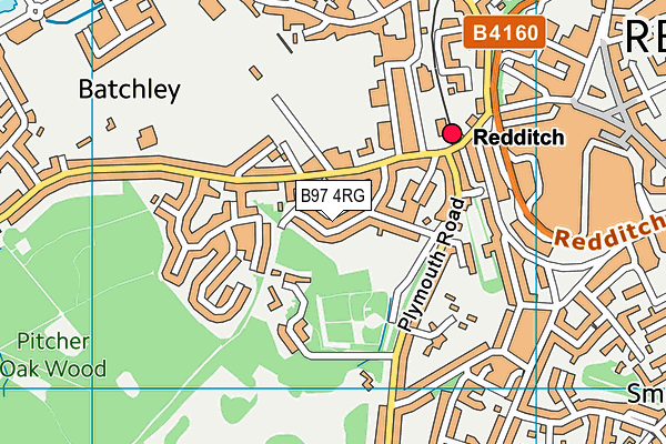 B97 4RG map - OS VectorMap District (Ordnance Survey)