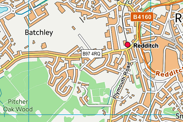 B97 4RQ map - OS VectorMap District (Ordnance Survey)