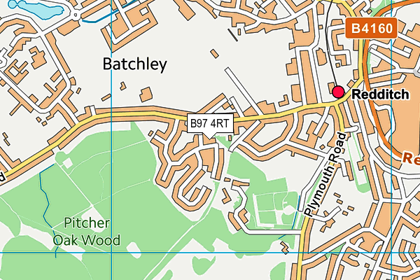 B97 4RT map - OS VectorMap District (Ordnance Survey)