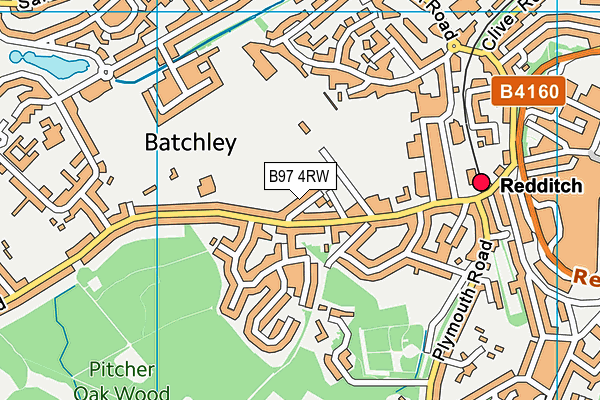 B97 4RW map - OS VectorMap District (Ordnance Survey)