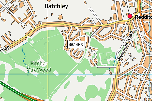 B97 4RX map - OS VectorMap District (Ordnance Survey)