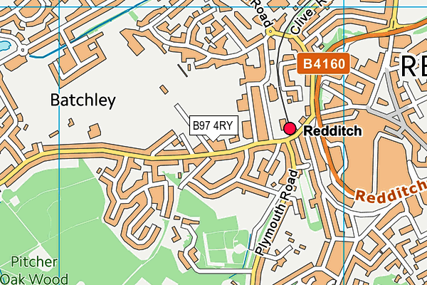 B97 4RY map - OS VectorMap District (Ordnance Survey)