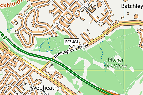 B97 4SJ map - OS VectorMap District (Ordnance Survey)