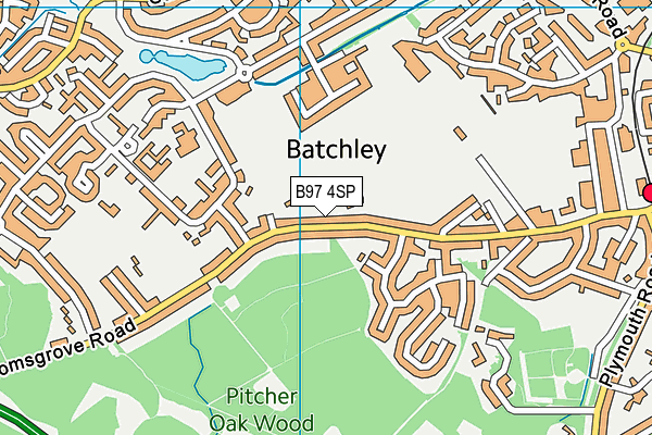 Redditch Cricket - Hockey And Rugby Club map (B97 4SP) - OS VectorMap District (Ordnance Survey)