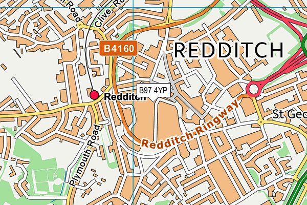 B97 4YP map - OS VectorMap District (Ordnance Survey)