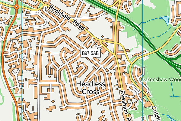 B97 5AB map - OS VectorMap District (Ordnance Survey)