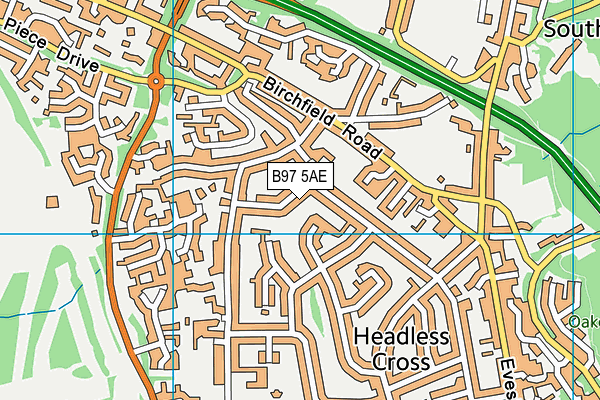 B97 5AE map - OS VectorMap District (Ordnance Survey)