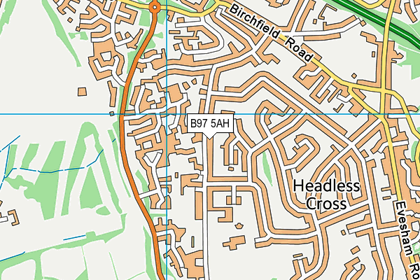 B97 5AH map - OS VectorMap District (Ordnance Survey)