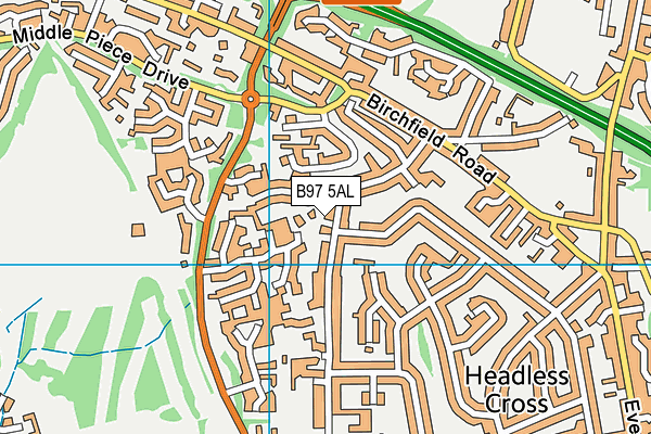 B97 5AL map - OS VectorMap District (Ordnance Survey)