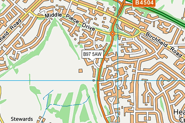 B97 5AW map - OS VectorMap District (Ordnance Survey)