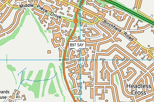 B97 5AY map - OS VectorMap District (Ordnance Survey)