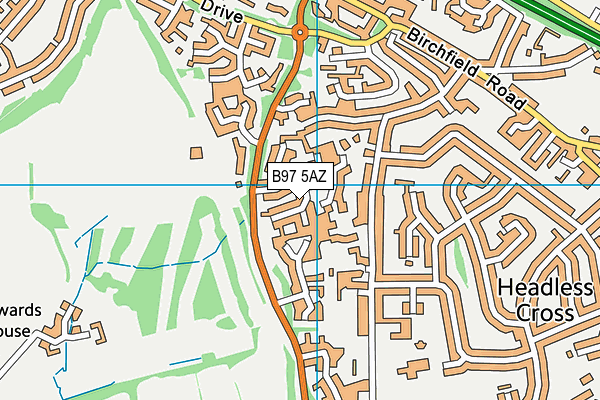 B97 5AZ map - OS VectorMap District (Ordnance Survey)