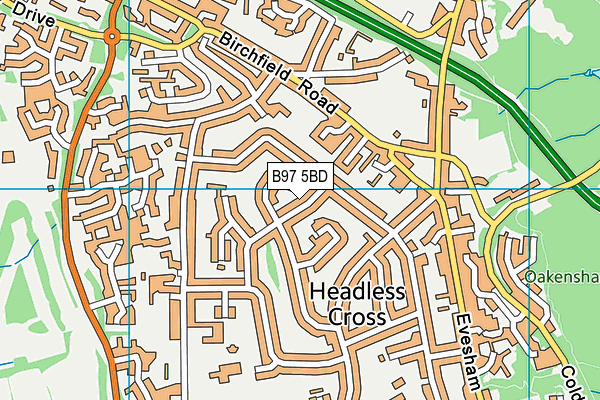 B97 5BD map - OS VectorMap District (Ordnance Survey)