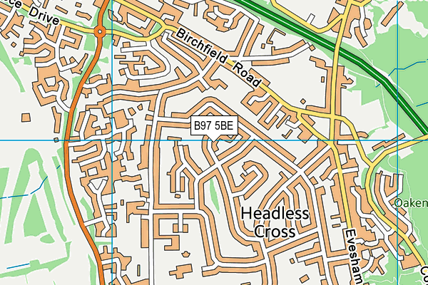 B97 5BE map - OS VectorMap District (Ordnance Survey)