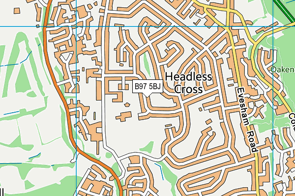 B97 5BJ map - OS VectorMap District (Ordnance Survey)