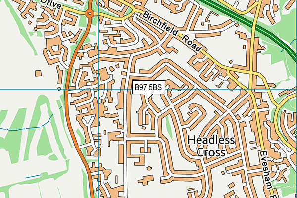 B97 5BS map - OS VectorMap District (Ordnance Survey)