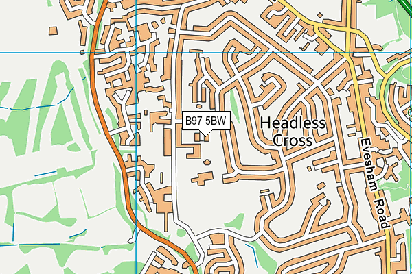 B97 5BW map - OS VectorMap District (Ordnance Survey)