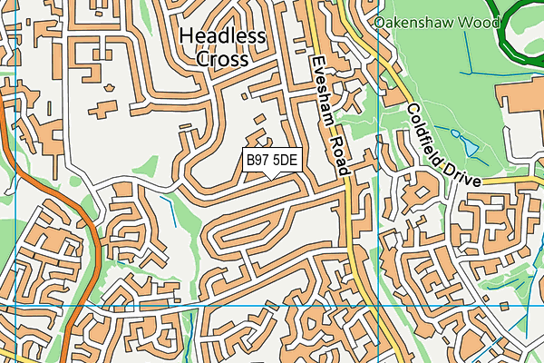 B97 5DE map - OS VectorMap District (Ordnance Survey)