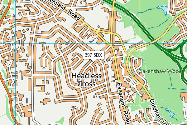 B97 5DX map - OS VectorMap District (Ordnance Survey)