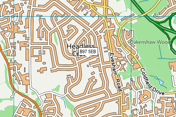 B97 5EB map - OS VectorMap District (Ordnance Survey)