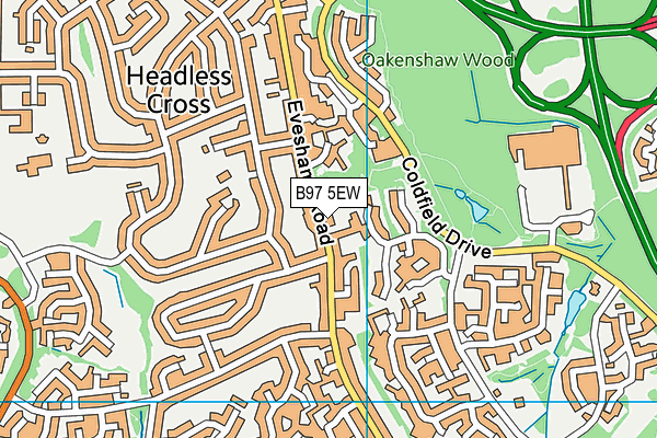 B97 5EW map - OS VectorMap District (Ordnance Survey)