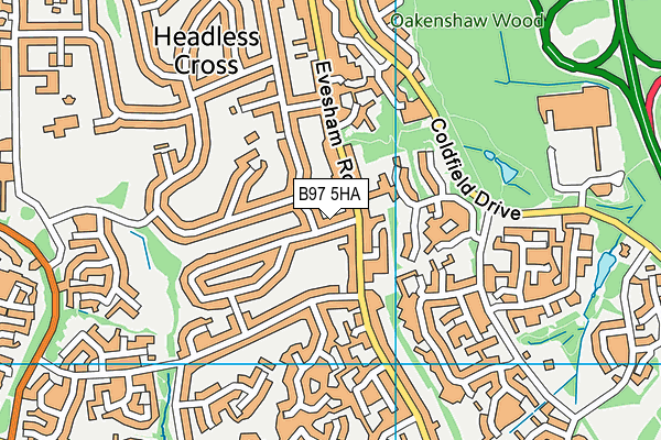 B97 5HA map - OS VectorMap District (Ordnance Survey)