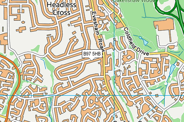 B97 5HB map - OS VectorMap District (Ordnance Survey)
