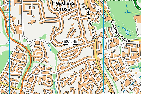 B97 5HE map - OS VectorMap District (Ordnance Survey)