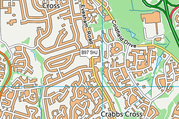 B97 5HJ map - OS VectorMap District (Ordnance Survey)