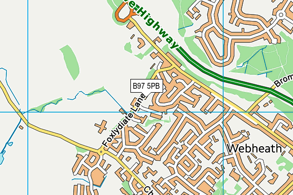 B97 5PB map - OS VectorMap District (Ordnance Survey)