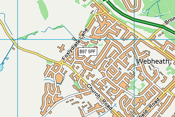 B97 5PF map - OS VectorMap District (Ordnance Survey)