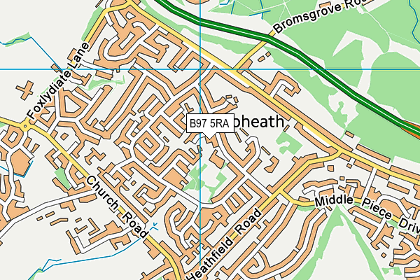 B97 5RA map - OS VectorMap District (Ordnance Survey)