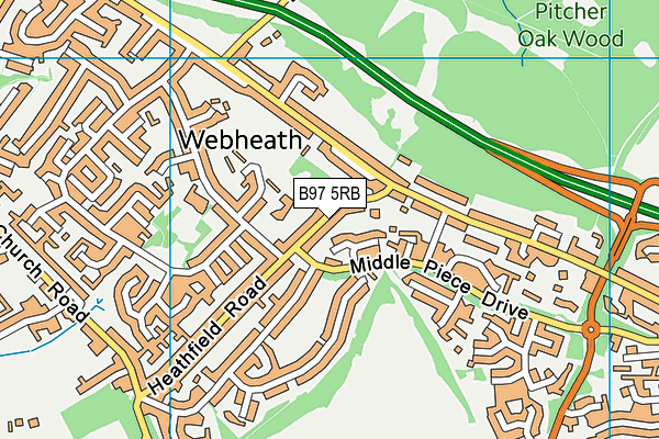 B97 5RB map - OS VectorMap District (Ordnance Survey)