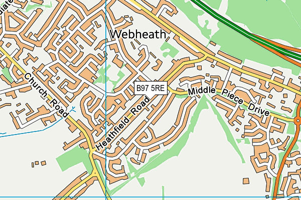 B97 5RE map - OS VectorMap District (Ordnance Survey)