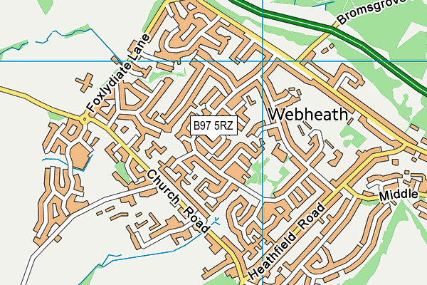 B97 5RZ map - OS VectorMap District (Ordnance Survey)