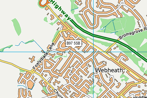 B97 5SB map - OS VectorMap District (Ordnance Survey)