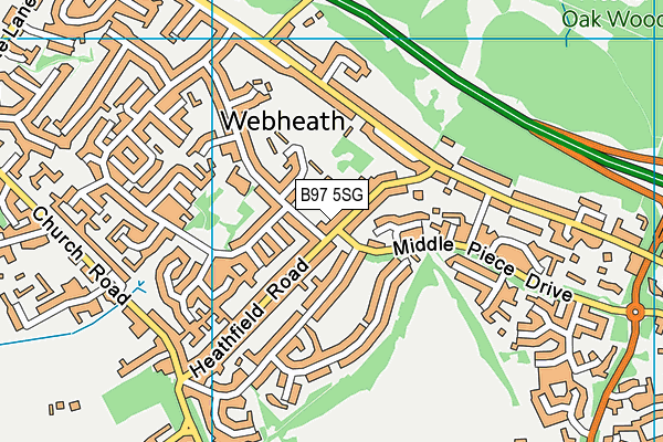 B97 5SG map - OS VectorMap District (Ordnance Survey)