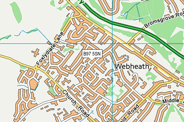 B97 5SN map - OS VectorMap District (Ordnance Survey)