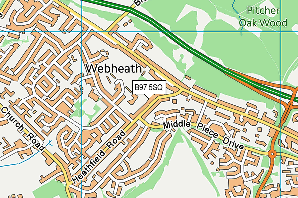 B97 5SQ map - OS VectorMap District (Ordnance Survey)