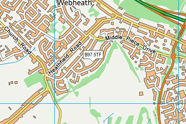 B97 5TF map - OS VectorMap District (Ordnance Survey)