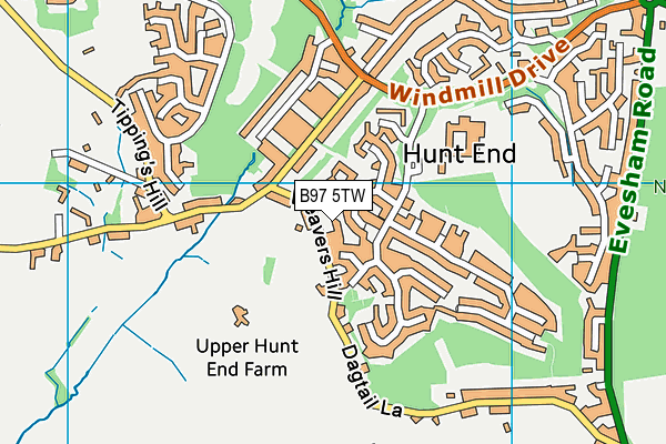 B97 5TW map - OS VectorMap District (Ordnance Survey)