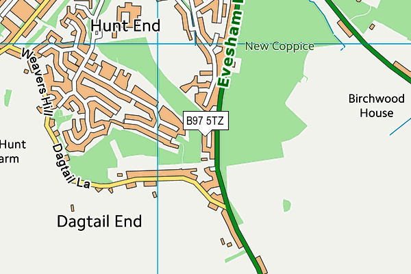 B97 5TZ map - OS VectorMap District (Ordnance Survey)