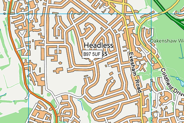 B97 5UF map - OS VectorMap District (Ordnance Survey)