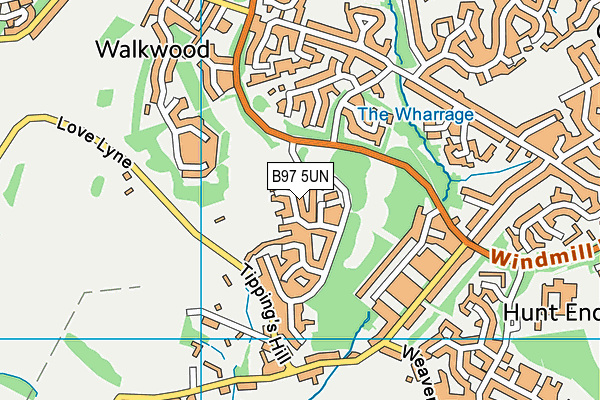 B97 5UN map - OS VectorMap District (Ordnance Survey)