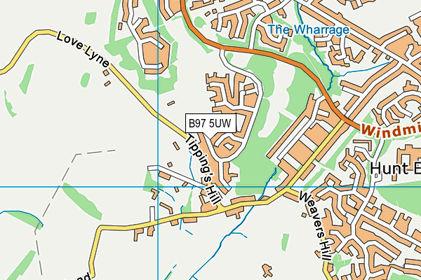 B97 5UW map - OS VectorMap District (Ordnance Survey)