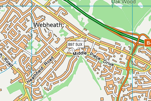 B97 5UX map - OS VectorMap District (Ordnance Survey)